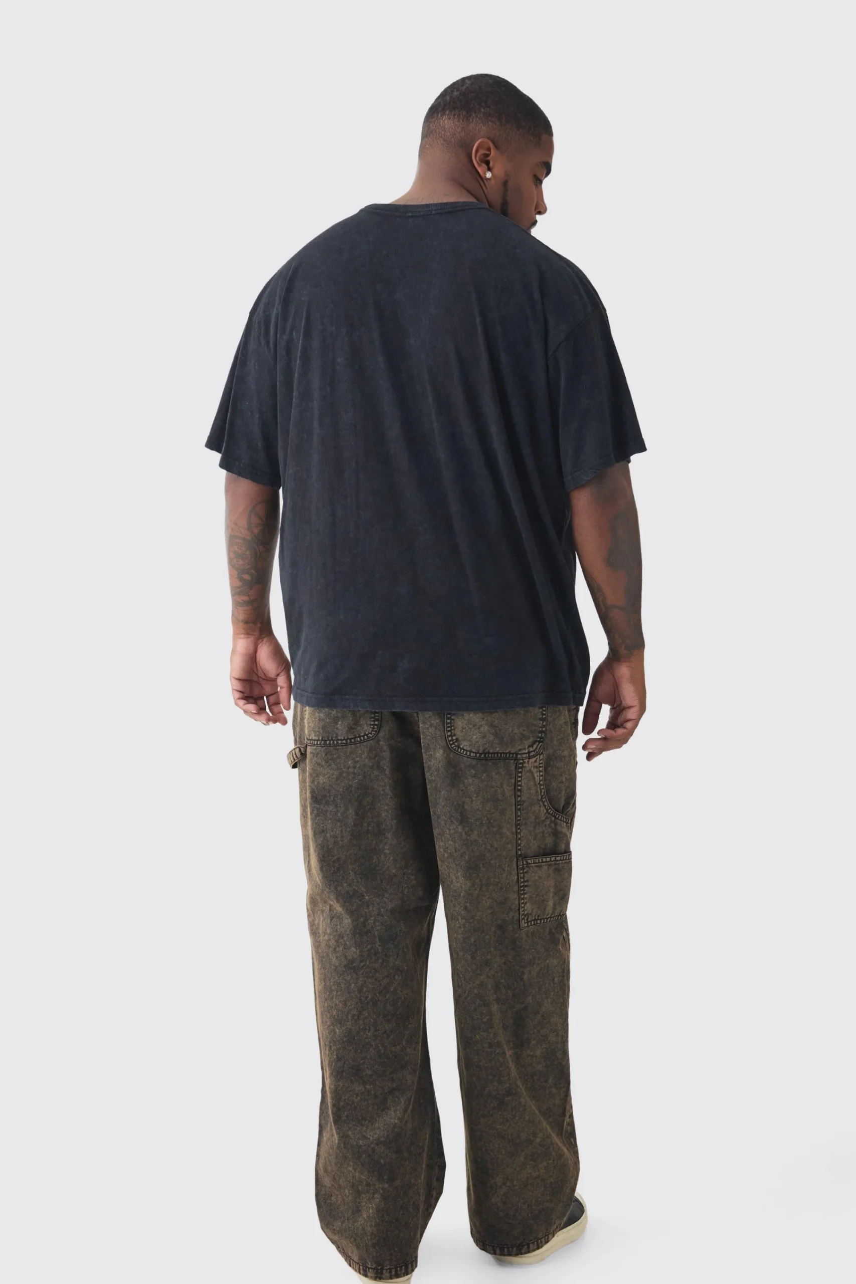 Plus Fearless Print Oversized Washed T-shirt In | UK^boohooMAN New