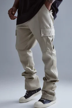 boohooMAN Plus Fixed Skinny Stacked Flare Pu Trouser | UK| Trousers