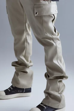 boohooMAN Plus Fixed Skinny Stacked Flare Pu Trouser | UK| Trousers