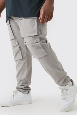 boohooMAN Plus Fixed Waist Skinny Multi Cargo Pocket Trouser | UK| Trousers