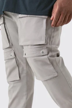 boohooMAN Plus Fixed Waist Skinny Multi Cargo Pocket Trouser | UK| Trousers