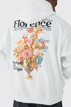 boohooMAN Plus Floral Back Print Oversized Hoodie | UK| Hoodies & Sweatshirts