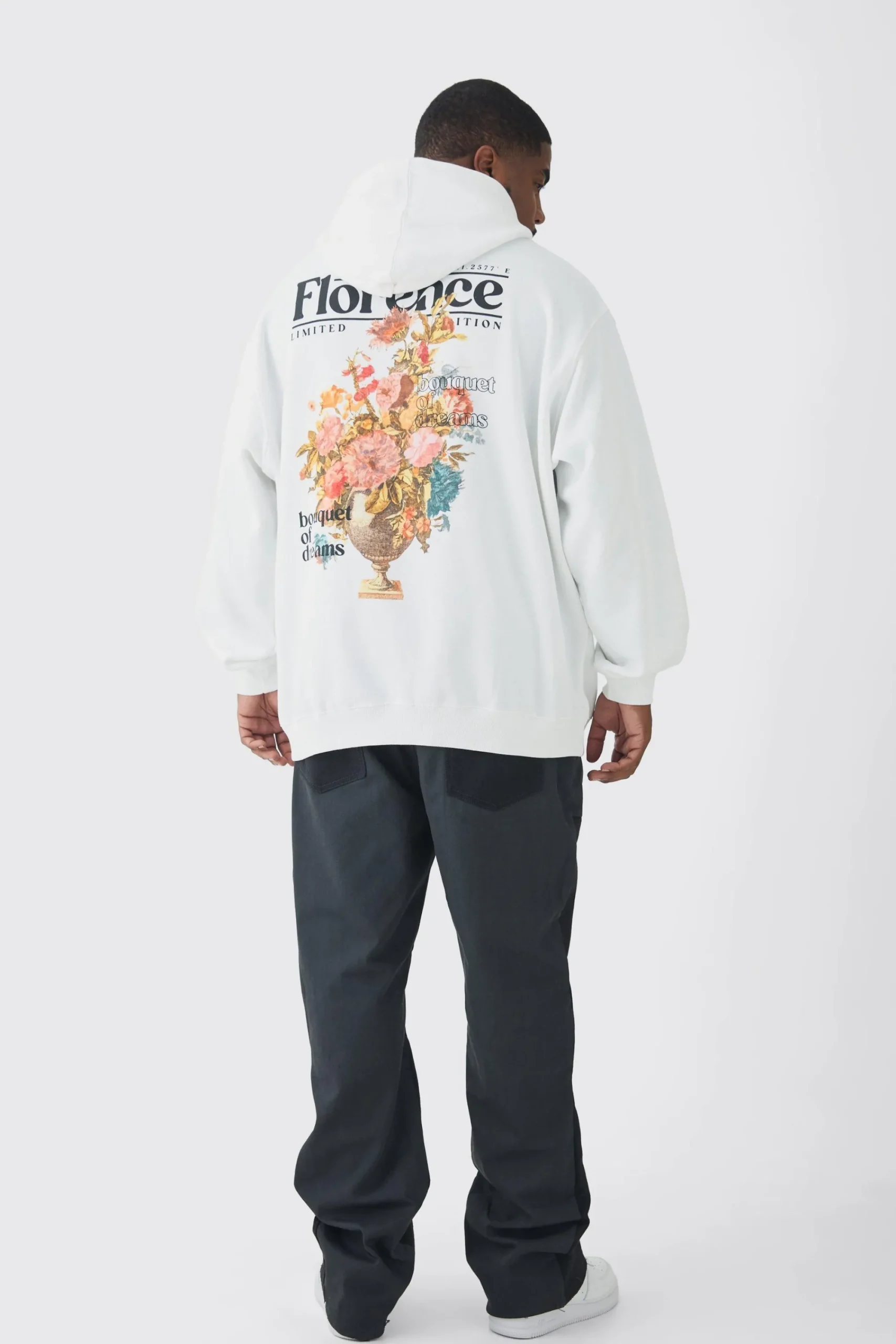 boohooMAN Plus Floral Back Print Oversized Hoodie | UK| Hoodies & Sweatshirts