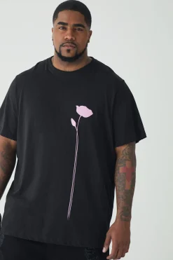 Plus Floral Line Drawing T-shirt | UK^boohooMAN Discount