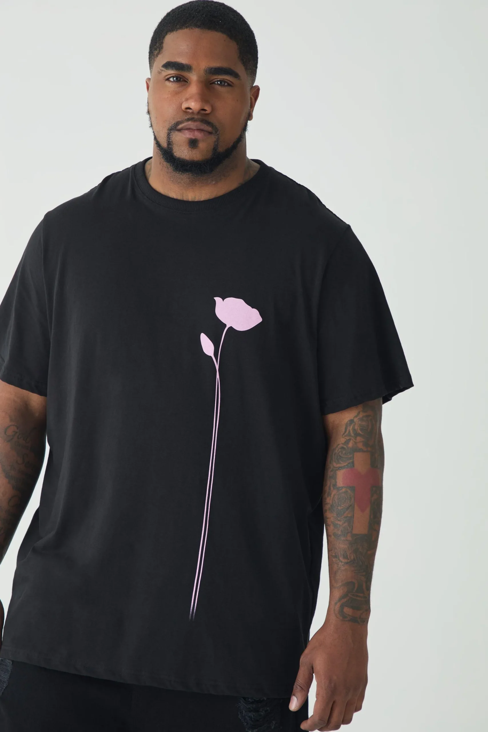 Plus Floral Line Drawing T-shirt | UK^boohooMAN Discount