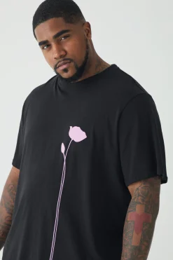 Plus Floral Line Drawing T-shirt | UK^boohooMAN Discount