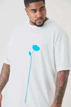 Plus Floral Line Drawing T-shirt | UK^boohooMAN
