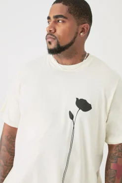 Plus Floral Line Drawing Print T-shirt | UK^boohooMAN New