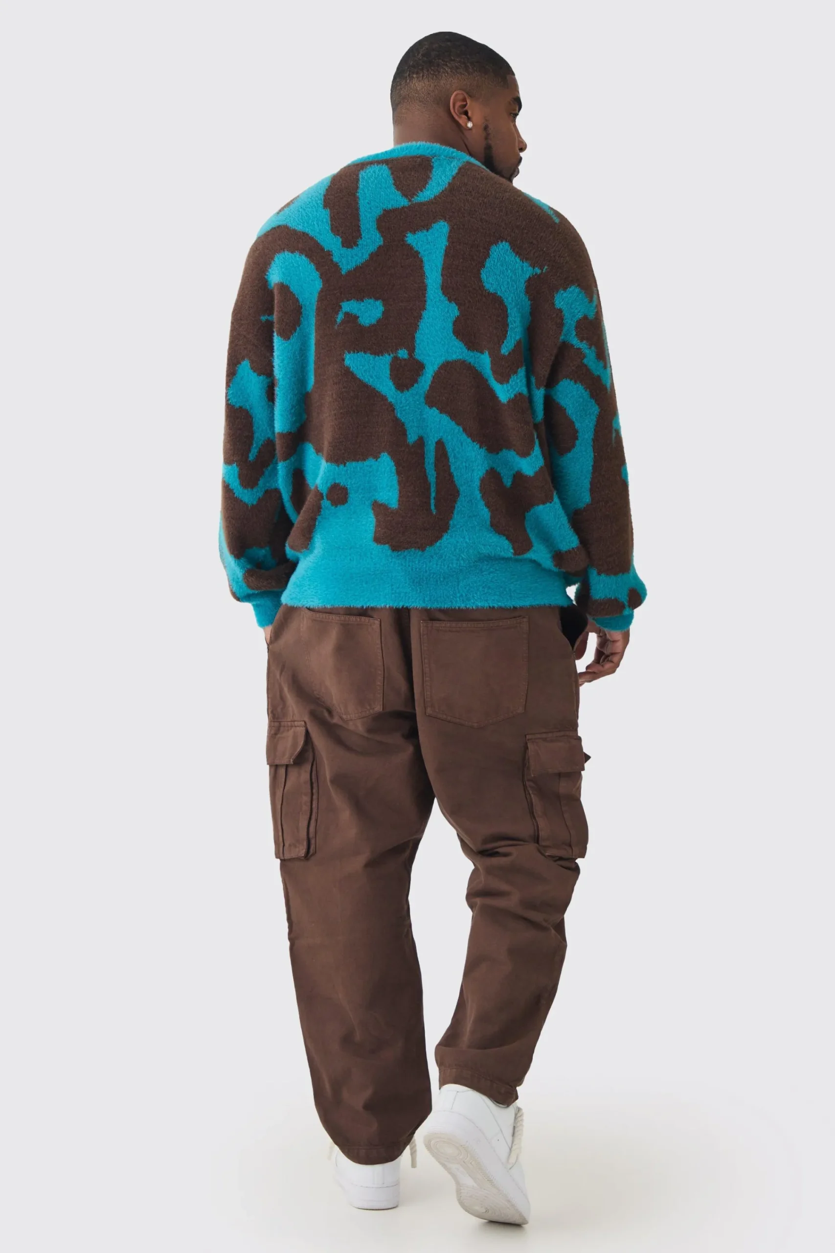 boohooMAN Plus Fluffy Knit Abstract Sweatshirt | UK| Knitwear|Hoodies & Sweatshirts