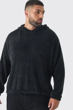 boohooMAN Plus Fluffy Knit Boxy Oversized Hoodie | UK| Hoodies & Sweatshirts