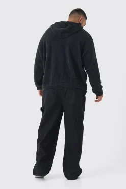 boohooMAN Plus Fluffy Knit Boxy Oversized Hoodie | UK| Hoodies & Sweatshirts