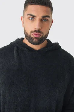 boohooMAN Plus Fluffy Knit Boxy Oversized Hoodie | UK| Hoodies & Sweatshirts