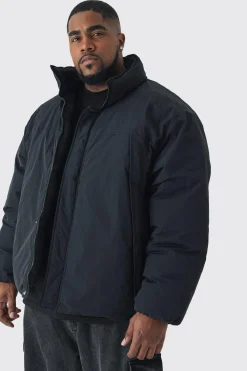 boohooMAN Plus Funnel Neck Padded Jacket In | UK| Coats & Jackets