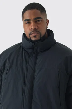 boohooMAN Plus Funnel Neck Padded Jacket In | UK| Coats & Jackets