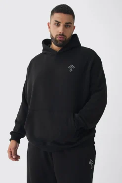 boohooMAN Plus Gothic Cross Embroidered Hooded Tracksuit | UK| Tracksuits