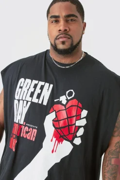 Plus Green Day License Print Tank | UK^boohooMAN