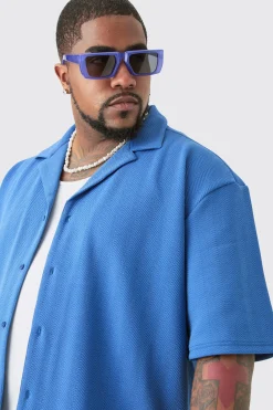 boohooMAN Plus Herringbone Detail Shirt & Short Set In | UK| Sets & Co-Ords