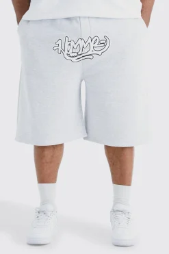 boohooMAN Plus Homme Graffiti Drop Crotch Jorts | UK| Trousers|Shorts
