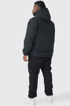 boohooMAN Plus Hooded Utility Tech Parka Jacket In | UK| Coats & Jackets