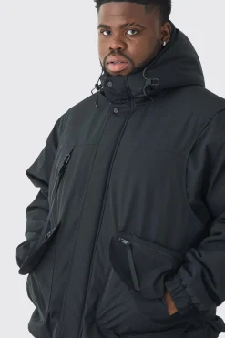 boohooMAN Plus Hooded Utility Tech Parka Jacket In | UK| Coats & Jackets