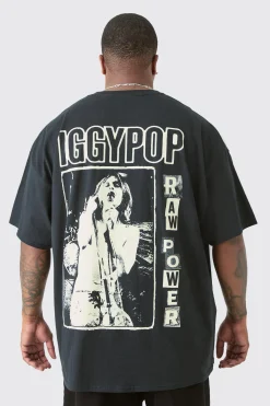 Plus Iggy Pop License Front & Back Print T-shirt | UK^boohooMAN Clearance