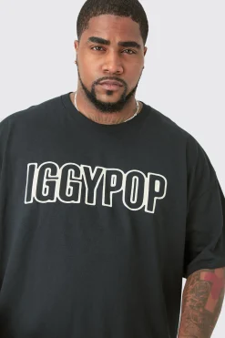 Plus Iggy Pop License Front & Back Print T-shirt | UK^boohooMAN Clearance