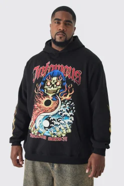 boohooMAN Plus Infamous Flame Print Hoodie In | UK| Hoodies & Sweatshirts