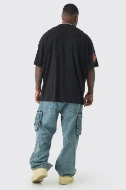 Plus Infamous Flame Print Oversized T-shirt In | UK^boohooMAN Hot