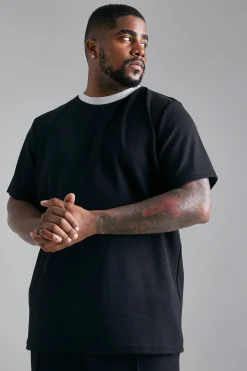 Plus Jersey Textured Slim T-shirt | UK^boohooMAN Outlet