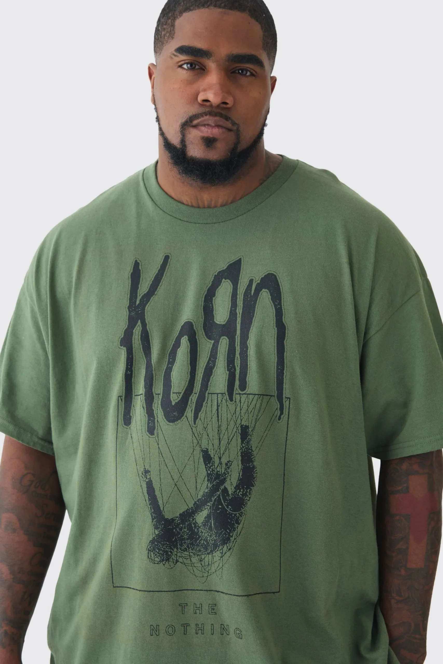 Plus Korn License Print T-shirt In | UK^boohooMAN Sale