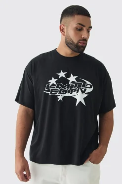 Plus Limited Edition Star Print Graphic T-Shirt | UK^boohooMAN Outlet
