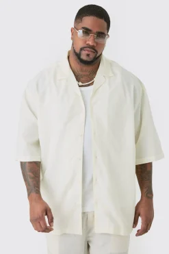 boohooMAN Plus Linen Drop Revere Shirt In | UK| Shirts