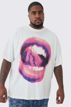 Plus Lips Graphic Oversized T-Shirt | UK^boohooMAN Hot