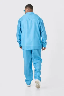 boohooMAN Plus Long Sleeve Floral Linen Look Shirt & Trouser Set | UK| Sets & Co-Ords