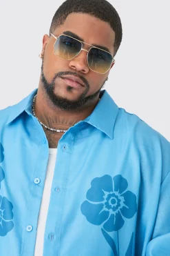 boohooMAN Plus Long Sleeve Floral Linen Look Shirt & Trouser Set | UK| Sets & Co-Ords