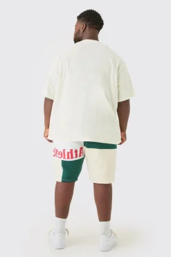 boohooMAN Plus Loose Fit Graphic Patchwork Jersey Short In | UK| Shorts