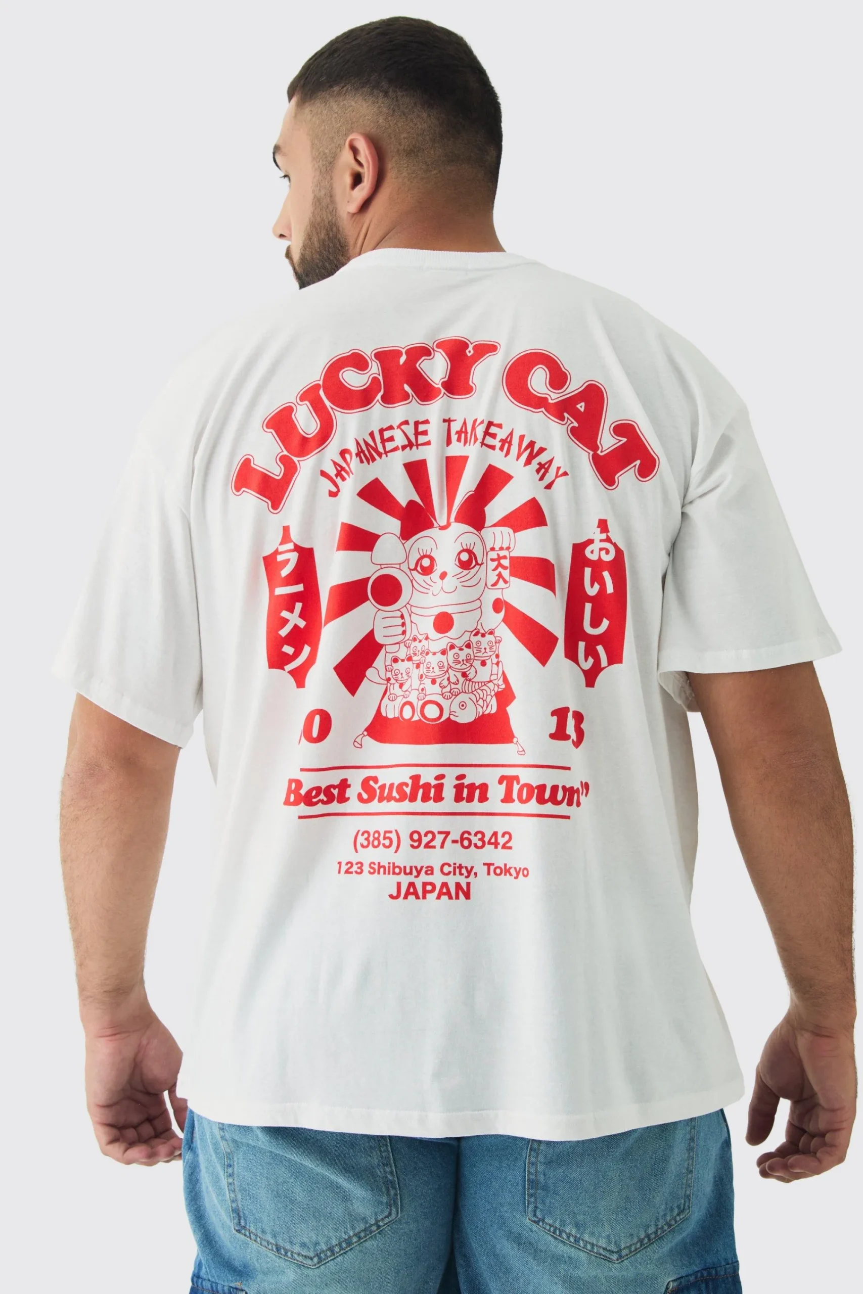 Plus Lucky Cat Graphic T-Shirt | UK^boohooMAN Discount