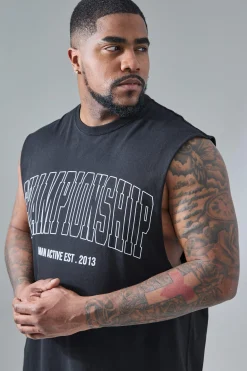 Plus Man Active Gym Championship Oversized Tank | UK^boohooMAN Discount