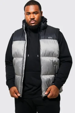 boohooMAN Plus Man Dash Colour Block Gilet | UK| Coats & Jackets