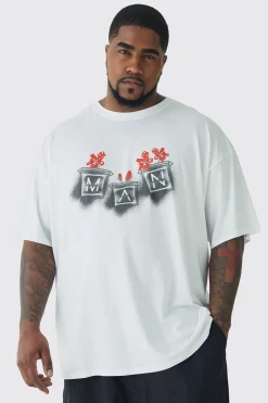 Plus Man Doodle Print Floral Print T-shirt | UK^boohooMAN Outlet