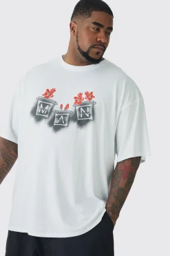 Plus Man Doodle Print Floral Print T-shirt | UK^boohooMAN Outlet