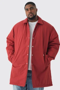 boohooMAN Plus Man Tab Crinkle Longline Mac In | UK| Coats & Jackets
