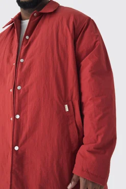 boohooMAN Plus Man Tab Crinkle Longline Mac In | UK| Coats & Jackets