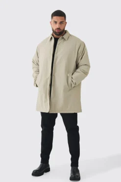 boohooMAN Plus Man Tab Crinkle Longline Mac In | UK| Coats & Jackets