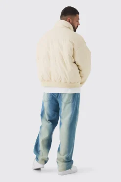 boohooMAN Plus Matte PU Funnel Neck Puffer In | UK| Coats & Jackets