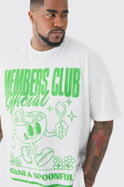 Plus Members Club Graphic Oversized T-Shirt | UK^boohooMAN Clearance