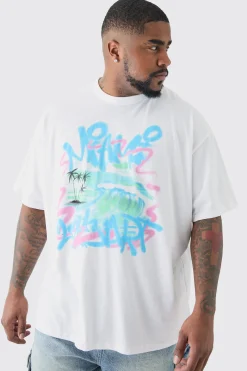 Plus Miami Doodle Print T-shirt In | UK^boohooMAN Clearance