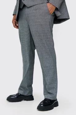 boohooMAN Plus Mini Dogtooth Regular Fit Suit Trouser | UK| Suits & Tailoring|Sets & Co-Ords
