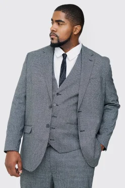 boohooMAN Plus Mini Dogtooth Single Breasted Regular Fit Suit Jacket | UK| Suits & Tailoring|Sets & Co-Ords