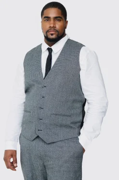 boohooMAN Plus Mini Dogtooth Waistcoat | UK| Suits & Tailoring|Sets & Co-Ords